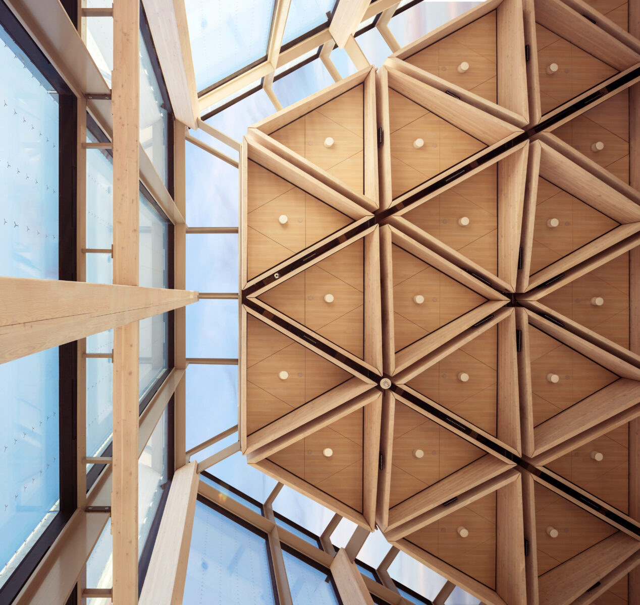 National Art Gallery lobby roof panels, comprised of triangular glulam coffers.